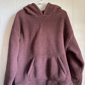 Women's Plush Hooded Sweater - Brown